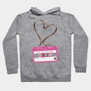 Pink Mix Cassette Tape Love Heart Hoodie